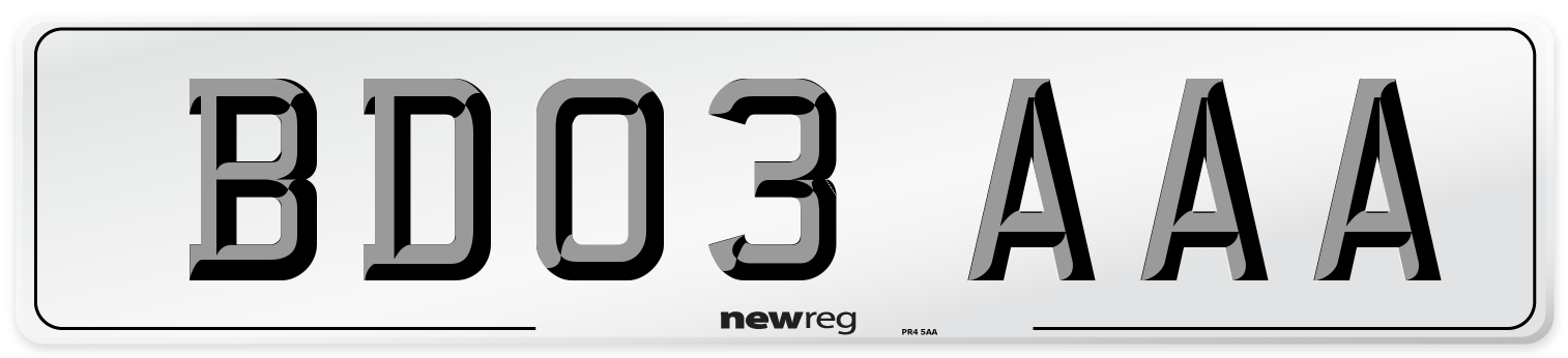 BD03 AAA Number Plate from New Reg